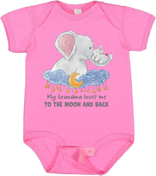 inktastic My Grandma Loves Me To the Moon and Back Elephant Family Baby Bodysuit