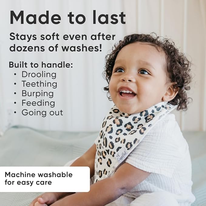 Copper Pearl 4 Pack Soft Cotton Baby Bibs for Drooling and Teething, Absorbent Drool Bibs for Baby Girl and Boy, Adjustable to Fit Newborns to Toddlers, Tons of Styles (Zara)