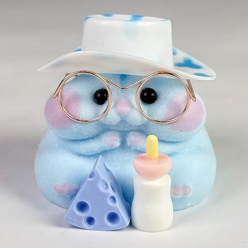 Handmade Taba Squishy Hamster Toy, Cute Squishy Hamster Fidget Toy, Realistic Hamster Toy, Soft Silicone Mochi Furry Toy, Stress Relief Gift for Adults & Kids, Sensory Anxiety Plushie (Blue)