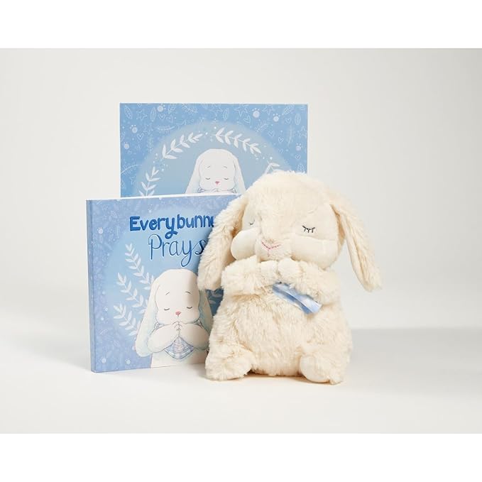 Tickle & Main Everybunny Prays Bunny Stuffed Animal & Musical Toy - Blue, 7 in Plush & Illustrated Book, Recites Now I Lay Me Down to Sleep - Baptism Gifts for Boys - Christening Gifts for Boys