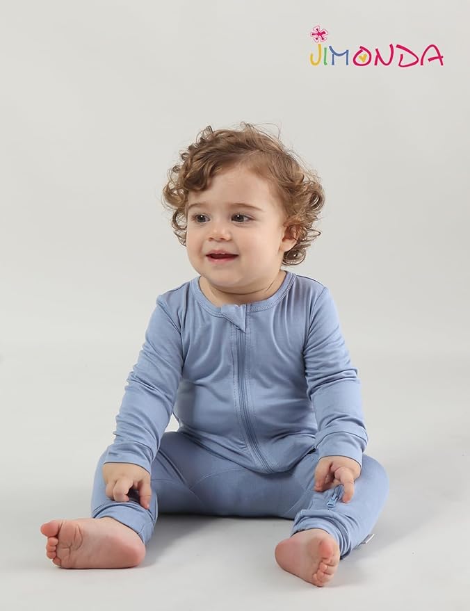 Jimonda Baby Romper Boys Girls Bamboo Pajamas 2-Way Zipper Footless Unisex Long Sleeve Sleepers Sleep and Play 0-24 Months