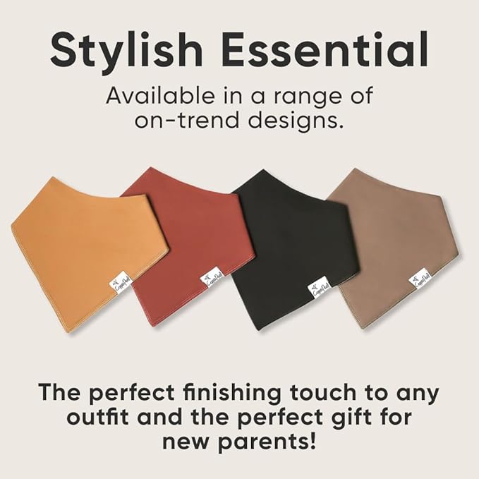 Copper Pearl 4 Pack Soft Cotton Baby Bibs for Drooling and Teething, Absorbent Drool Bibs for Baby Girl and Boy, Adjustable to Fit Newborns to Toddlers, Tons of Styles (Dune)