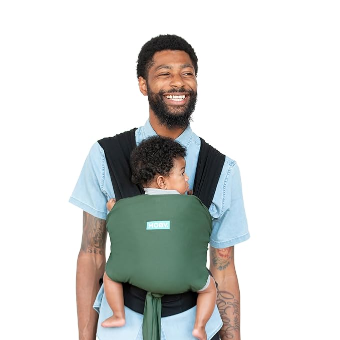 Moby Baby Wrap Carrier Easy-Wrap for Newborns to Toddlers (8-33lbs), Infant Sling Carrier, Lightweight & Hands Free Design for Mom and Dad, Adjustable for All Body Types (Olive/Onyx)