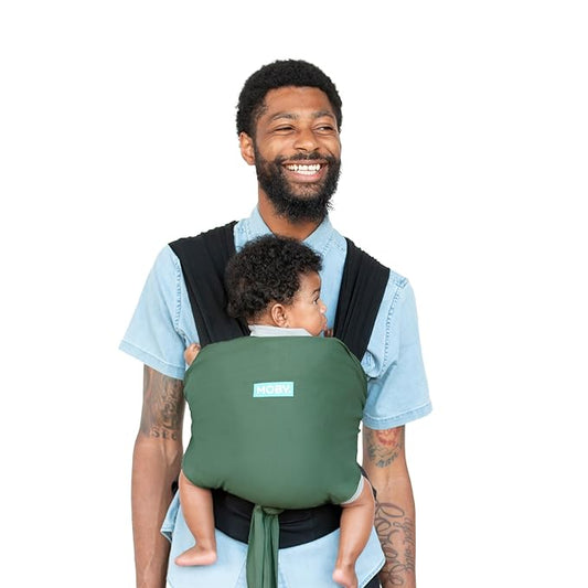 Moby Baby Wrap Carrier Easy-Wrap for Newborns to Toddlers (8-33lbs), Infant Sling Carrier, Lightweight & Hands Free Design for Mom and Dad, Adjustable for All Body Types (Olive/Onyx)