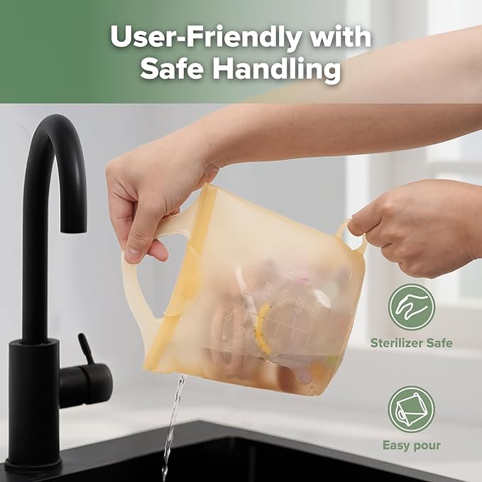 Haakaa Silicone Travel Microwave Steamer & Steriliser Bag, 30oz/900mlReusable Silicone Steaming Bags for Baby Small Items, Pacifiers, Teethers or Baby Cups, Great for Home and On-The-Go,Pineapple/1PC