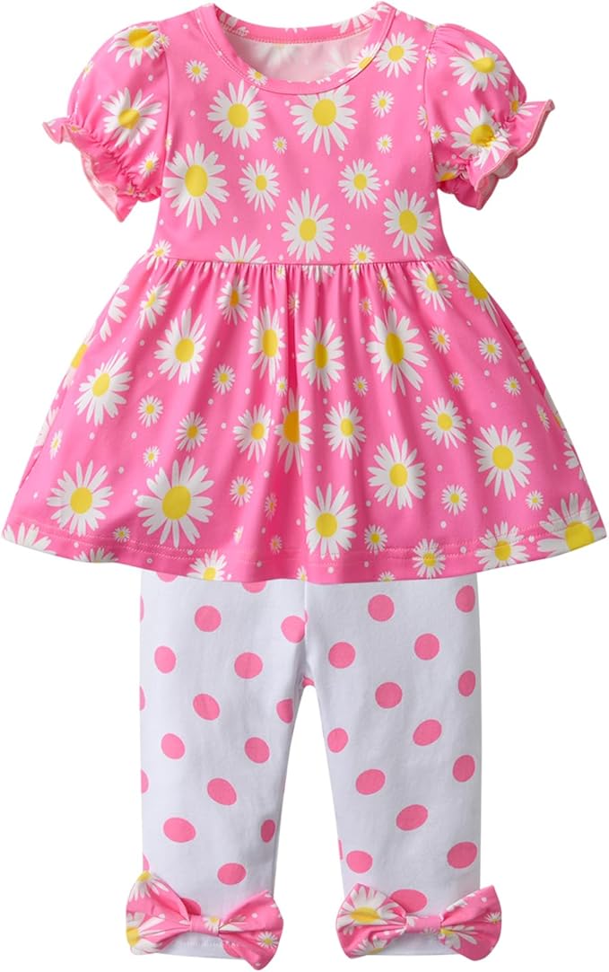 3PCS Baby Girl Clothes Ruffle Floral Shirt Tops Pants Headband Outfit Sets