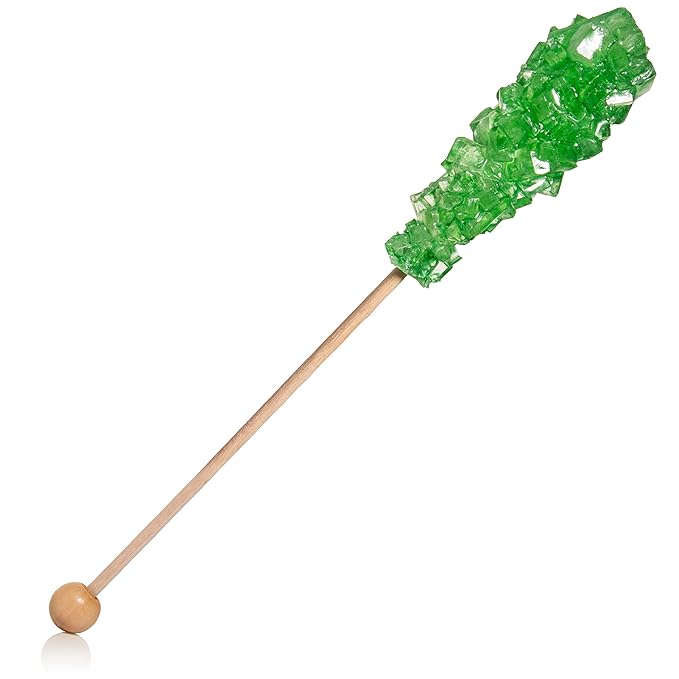 Candy Envy - Green Café Sugar Sticks Mini Rock Candy - 36 Individually Wrapped Treats - Lime Flavored