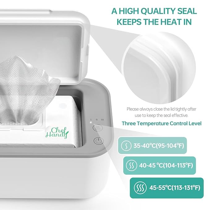 Baby Wipe Warmer, Wipe Warmer and Baby Wet Wipes Dispenser, Smart Precise Temperature Control Large Capacity Evenly Overall Heating Silence, Wipes Warmer for Babies Portable Wipe Warmer (White)