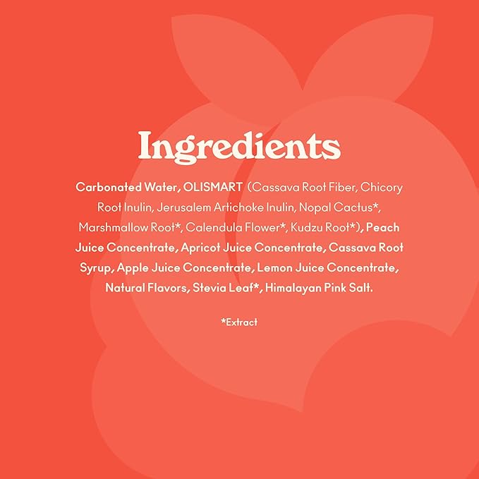 OLIPOP Prebiotic Soda Pop, Peaches & Cream, A New Kind of Soda Packed with Prebiotics, Fiber, and Botanicals, Gluten Free, Vegan, GMO Free, 12oz (12-Cans)