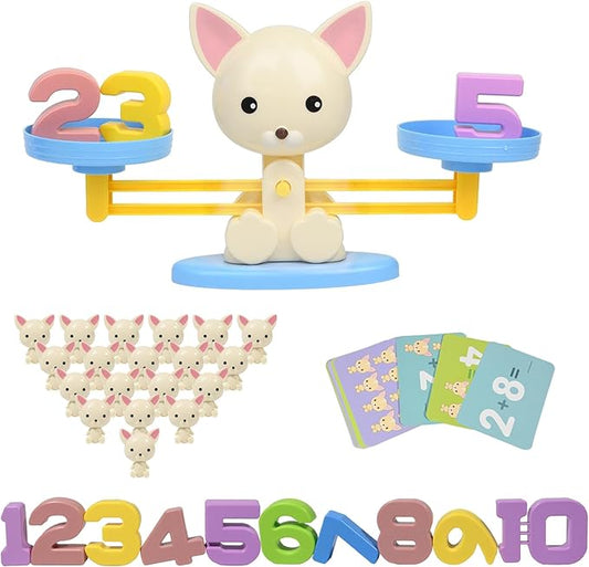Puppy Balance Counting Toys, Cool Math Learning Games for Boys and Girls, Educational Number Toy Preschool Puppy Balance Counting Toys, Fun Children's Gift STEM Math Games Toys for Kids Age 3+(63 PCS)