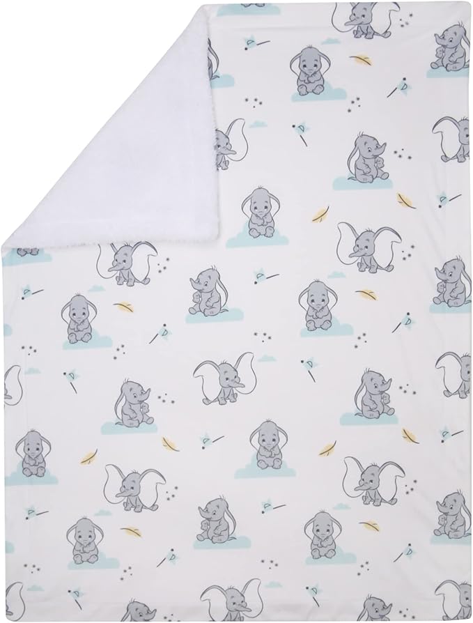 Lambs & Ivy Dumbo Baby Blanket - White, Animals, Disney, Elephant