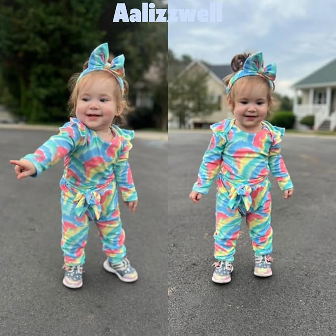Aalizzwell Preemie Newborn Infant Baby Girls Clothes Ribbed Romper Bodysuit Pants Set Fall Winter Outfits