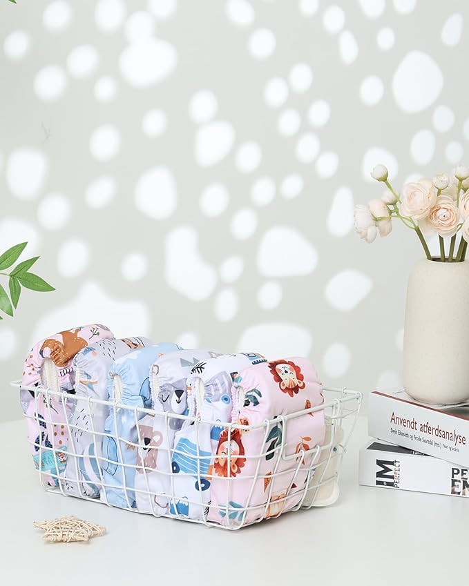 ALVABABY Baby Cloth Diapers 6 Pack with 12 Inserts Cloth Diaper Covers Adjustable Washable Reusable for Baby Girls and Boys 6DM119A