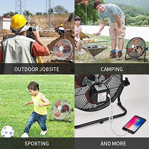Portable Rechargeable Fan, Runs 5-24 Hours, Ideal for Outdoor Use - Camping, Patio, Fishing; USB Output for Phone Charging