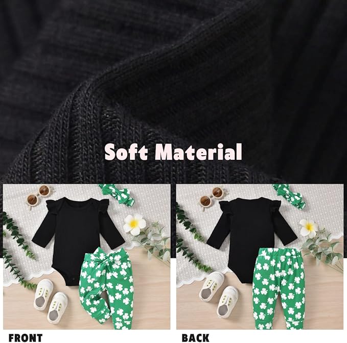 Aalizzwell Preemie Newborn Infant Baby Girls Clothes Ribbed Romper Bodysuit Pants Set Fall Winter Outfits