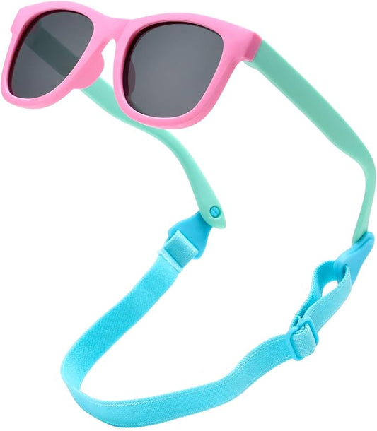 COASION Bendable Flexible Polarized Newborn Baby Sunglasses with Strap for Infant Boys Girls Age 0-12 Months CA8042
