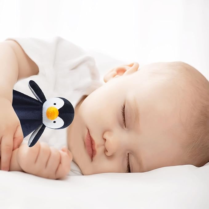 Baby Black Penguin Soft Stuffed Animal Security Blanket, Plush Penguin Character Lovey Blanket, Baby Shower/Nursery Gift, Newborn Infant Toddler Snuggle Blankie for Boys Girls, 18 Inches