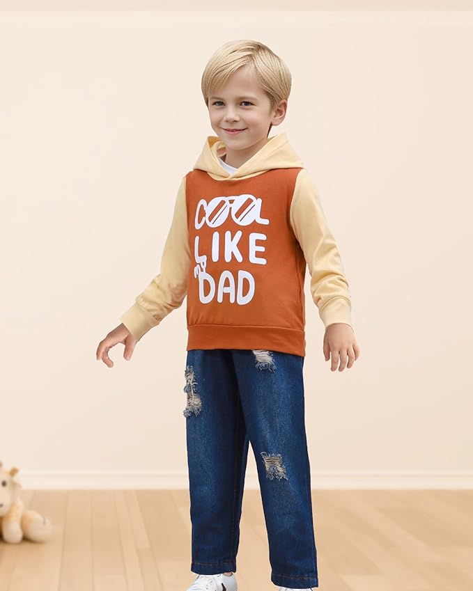 NZRVAWS Baby Boy Clothes Toddler Boy Outfit 2 3 4T 6 12 18 24 Month Fall Winter Hoodie Ripped Jeans Clothing