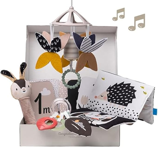 Taf Toys Black and White Newborn Kit - 10 Black and White Baby Toys, High Contrast for Newborn, Baby Essentials Must Haves, Tummy Time Toys for Motor Skills Infants Babies 0 3 6 Months