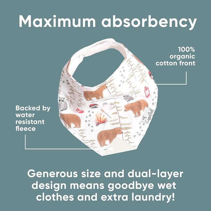 Copper Pearl 4 Pack Soft Cotton Baby Bibs for Drooling and Teething, Absorbent Drool Bibs for Baby Girl and Boy, Adjustable to Fit Newborns to Toddlers, Tons of Styles (Lumberjack)