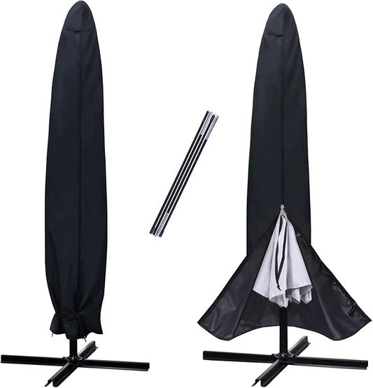 NettyPro Patio Umbrella Cover Outdoor Waterproof Market Umbrella Parasol Cover Fits 10ft to 12ft, Black