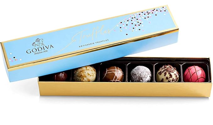 Godiva Chocolatier Patisserie Truffles – Chocolate Dessert Gift Box for Birthday, Graduation, Thank You, Anniversary – 6-Piece Gourmet Candy Box with Milk, White, Dark Chocolate