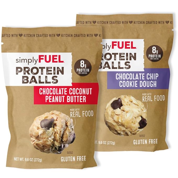 simplyFUEL Protein Ball Variety Pack - Whole Food Balls with Probiotics - 8g Protein Snack - Gluten Free Energy Balls (2 Packs)
