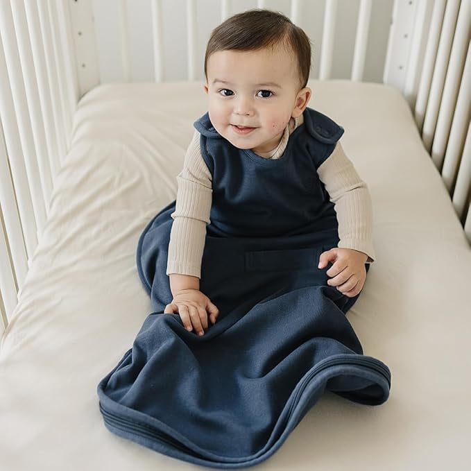 Woolino 4 Season Sleep Sack - Ultimate Merino Wool Sleeping Bag - Two-Way Zipper Adjustable Universal Size Sleep Sack for Baby (2-24 Months) - Indigo