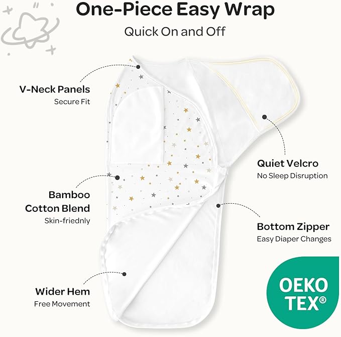 Momcozy Swaddles for Newborns, Quiet Fastner Suitable for Infant 0-3 Months, New-Parent-Friendly Swaddle Sack, Reduce Startle Reflex, Newborn Boys Girls Registry Essentials, 2-Pack, Wonder