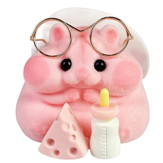 Handmade Taba Squishy Hamster Toy, Cute Squishy Hamster Fidget Toy, Realistic Hamster Toy, Soft Silicone Mochi Furry Toy, Stress Relief Gift for Adults & Kids, Sensory Anxiety Plushie (Pink)