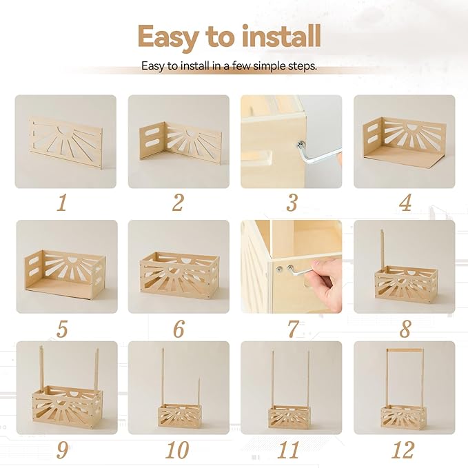 8 In 1 Wooden Baby Shower Crate Closet, Baby Basket with Handle Footprint Kit for Baby Shower Gifts, Baby Shower Wooden Gift Crate, Baby Personailzed Basket for Pregnancy New Parent