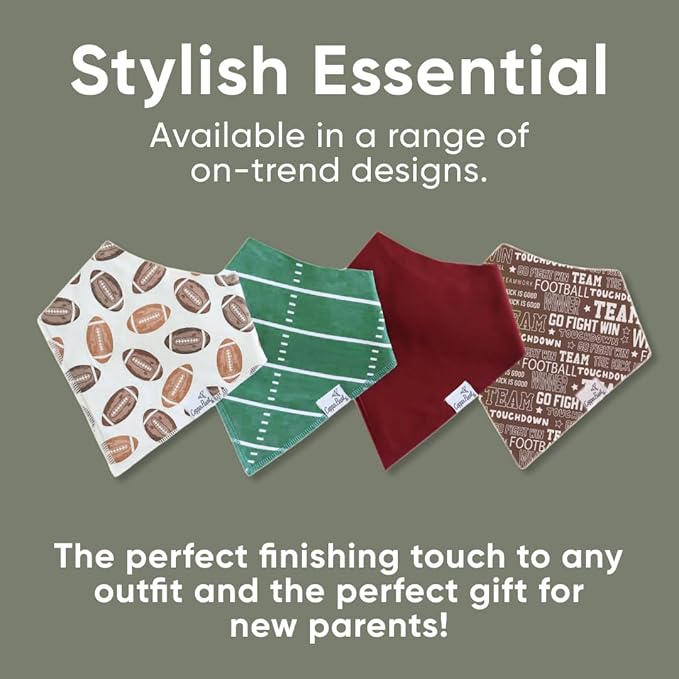 Copper Pearl 4 Pack Soft Cotton Baby Bibs for Drooling and Teething, Absorbent Drool Bibs for Baby Girl and Boy, Adjustable to Fit Newborns to Toddlers, Tons of Styles (Blitz)