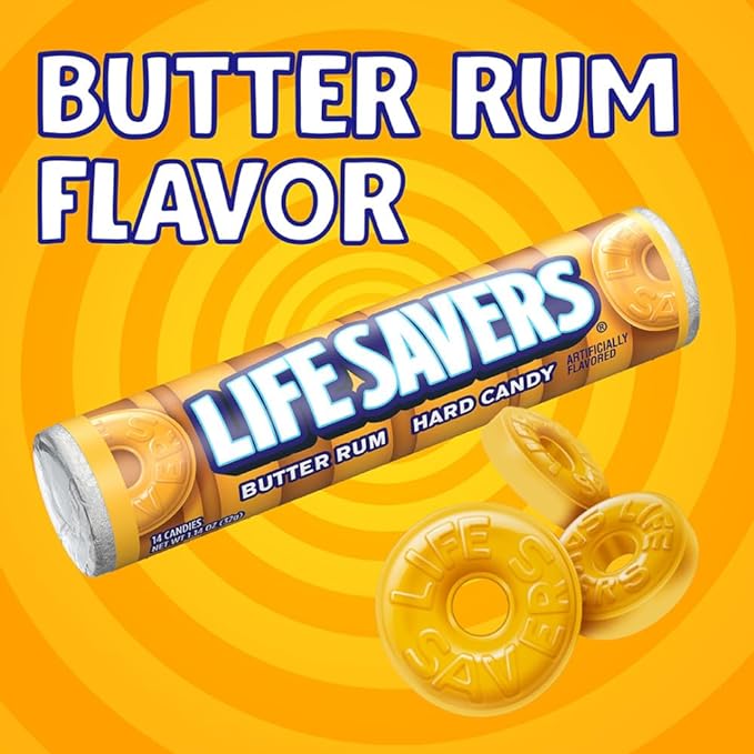 LIFE SAVERS Butter Rum Hard Candy Bulk, 1.14 ounce (20 Single Packs)