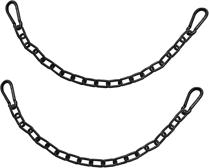 2Pcs Black Heavy Duty Hanging Chains with 4 Carabiners, Chair Hardware for Indoor Outdoor Playground Hanging Chair Hammock Punching Bags 800 LB Capacity (Black Metal Chain-43 Inch-2 Packs)