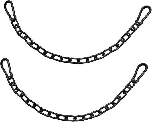 2Pcs Black Heavy Duty Hanging Chains with 4 Carabiners, Chair Hardware for Indoor Outdoor Playground Hanging Chair Hammock Punching Bags 800 LB Capacity (Black Metal Chain-43 Inch-2 Packs)