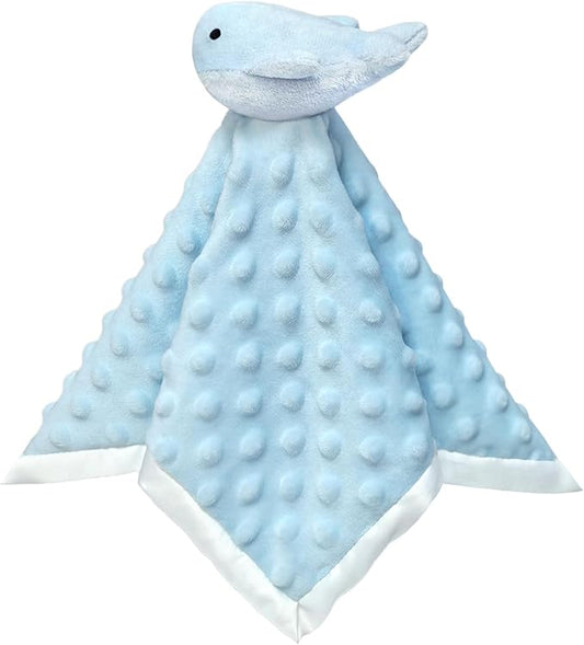 Baby Blue Whale Soft Stuffed Animal Security Blanket, Plush Whale Character Lovey Blanket, Baby Shower/Nursery Gift, Newborn Infant Toddler Snuggle Blankie for Boys Girls, 13 Inches