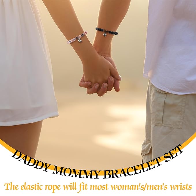 Mifoci Pregnancy Gifts for New Parents Include Mommy and Daddy Tumbler Set Keychains Bead Bracelets New Parents Gender Reveal Gifts for First Time Moms Dad to Be Mothers Fathers Day Baby Shower