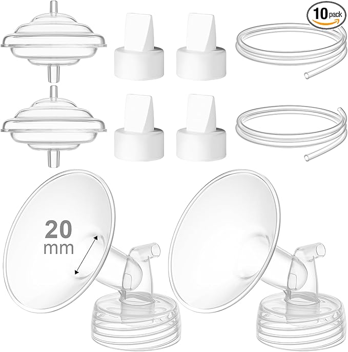 Breast Pump Accessories Kit - 20mm Flange Set Compatible with Spectra S1/S2/Motif Luna, Includes Valves, Tubing & Backflow Protectors