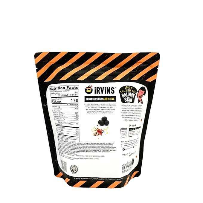 IRVINS Hot Boom Spicy Salted Egg Salmon Skin Chips Crisps | Premium Hand Cooked | Halal | High Protein | Keto-Friendly | 3.7 oz (Pack of 6)