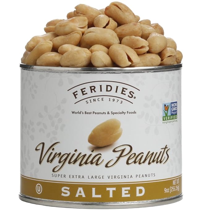 FERIDIES Peanut Sampler Gift Set with Salted Virginia Peanuts, Brittle, Honey Roasted, and 5 O'clock Crunch, 36 Oz 4 Piece Assortment