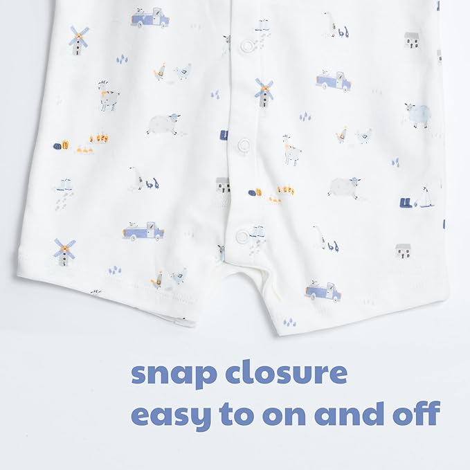 3-Pack 100% Cotton Baby Boy Rompers,0-24Months Short Sleeve Toddler Romper,Breathable Spring/Summer Clothes