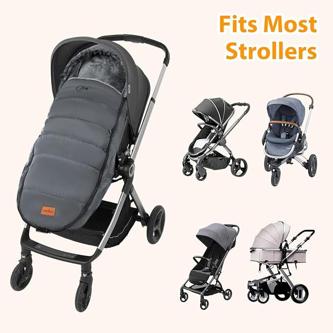 Zooawa Warm Bunting Bag Universal, Waterproof Baby Stroller Sleeping Bag for Cold Weather, Stroller Toddler Footmuff, Extra Thick, Fits 6-36 Months Baby, Gray