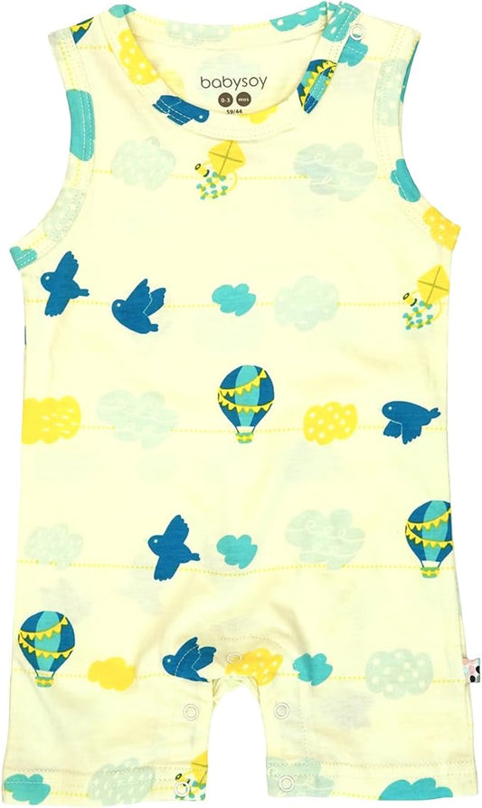 Babysoy Organic Pattern Print Tank Romper Shortall