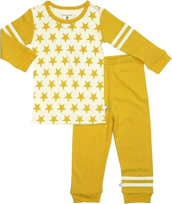Babysoy Long Sleeve Unisex Lounge Set - Organic 2-Piece PJ Playwear Sets for Baby and Toddler