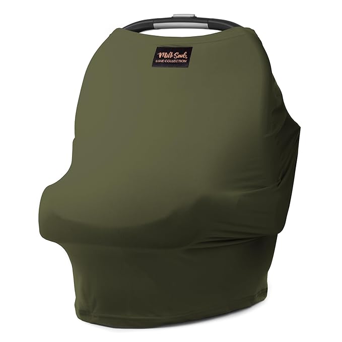 Milk Snob Original 5-in-1 Luxe Cover in Olive - Added Privacy for Breastfeeding, Baby Car Seat, Carrier, Stroller, High Chair, Shopping Cart, Lounger Canopy, Newborn Essentials, Nursing Top