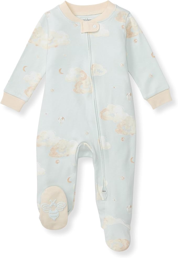 Burt's Bees Baby Baby Girls Pajamas, Zip Front Non-Slip Footed Sleeper Pjs, 100% Organic Cotton