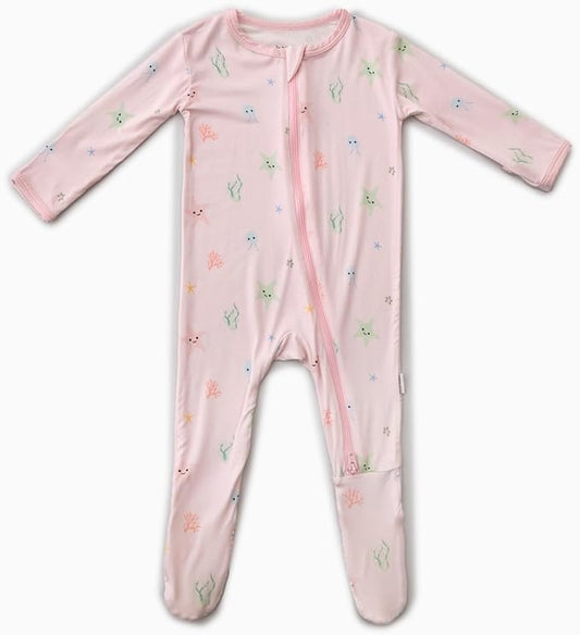 Bamboo Little Soft Baby Footie Pajamas, Baby Clothes, Newborn Sleepers, 95% Viscose and 5% Spandex, 0-24 Months
