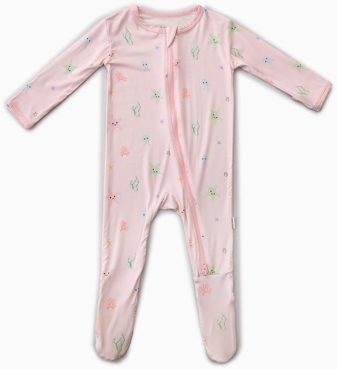 Bamboo Little Soft Baby Footie Pajamas, Baby Clothes, Newborn Sleepers, 95% Viscose and 5% Spandex, 0-24 Months
