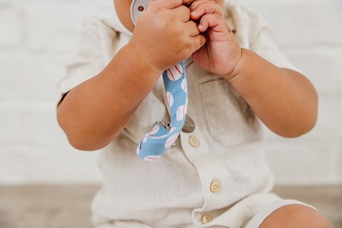 Copper Pearl Pacifier Clip 3-Pack - Stylish Stainless Steel Pacifier Holder Clip for Baby Girls and Boys - Baby Pacifier Clips for No More Floor Drops - Slugger