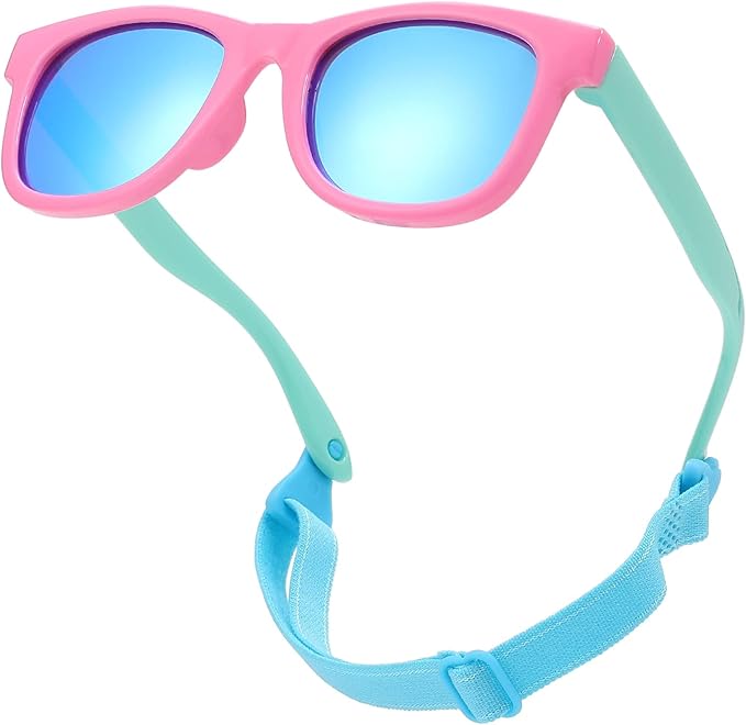 COASION Bendable Flexible Polarized Newborn Baby Sunglasses with Strap for Infant Boys Girls Age 0-12 Months CA8042
